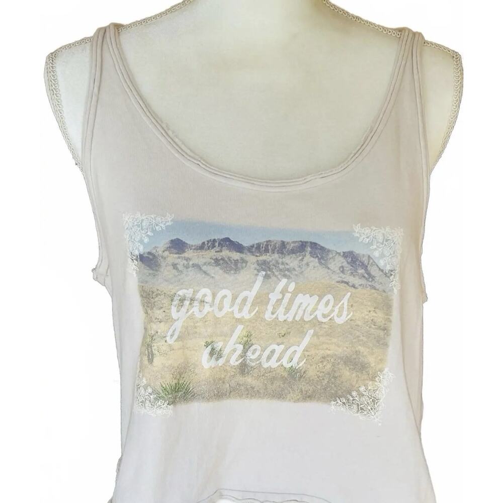 American Eagle "Good Times Ahead" Graphic Crop Tank Top size S